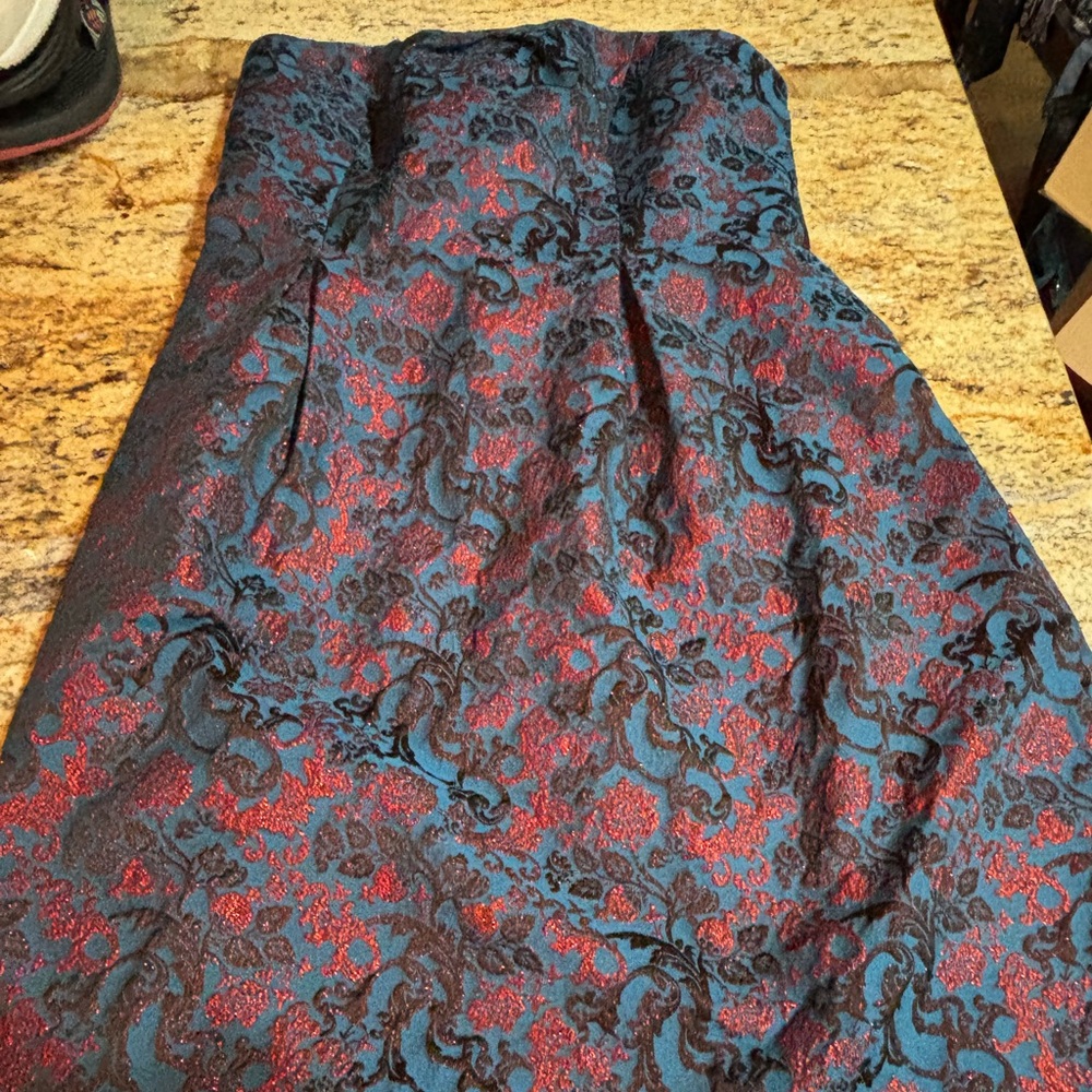 NWT Anthropologie "Paprika Brocade Dress" by Leifnotes, Red, Blue, 4, $158
